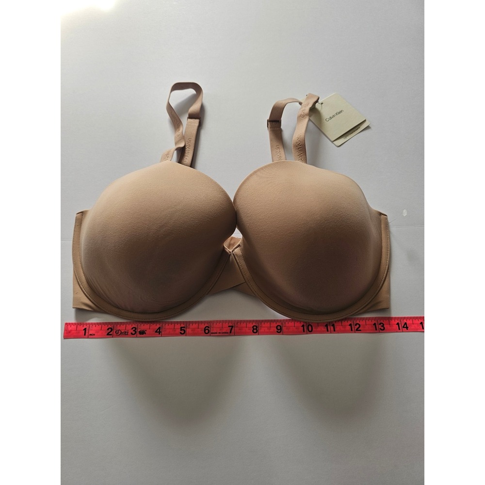 Calvin Klein Lightly Lined Bralette Women 36DDD Tan Logo Strap Underwire‎ Bra - Picture 6 of 6